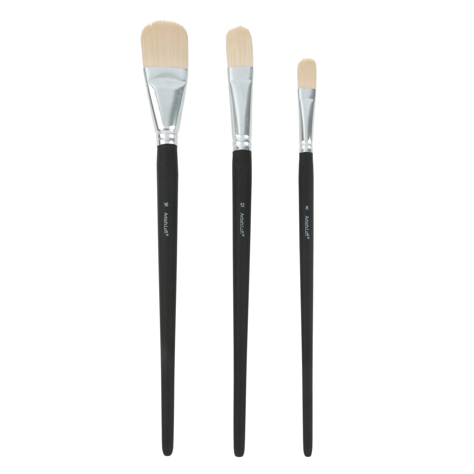 Filbert White Taklon 3 Piece Long Handle Oil & Acrylic Brush Set by Artist's Loft®